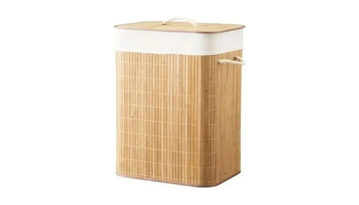 Cesto de bambu Mimo Style 60L para organização de toalhas no banheiro