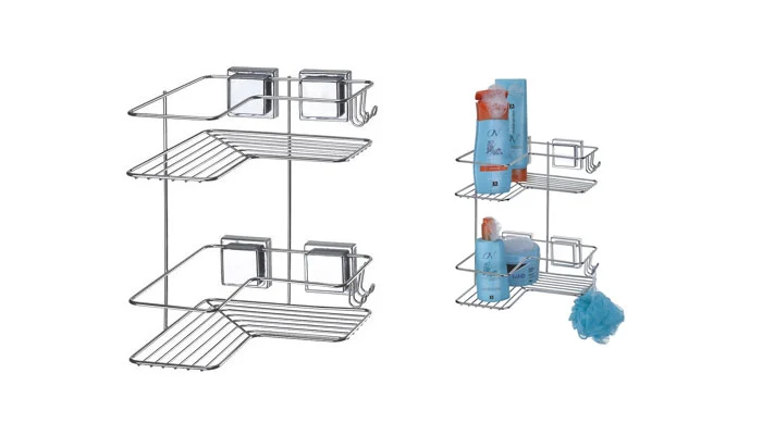 Suporte cantoneira dupla Ela Decora para organização do lar no banheiro