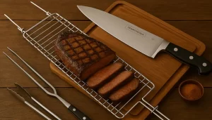 Acessórios para churrasco Tramontina com grelha e carne