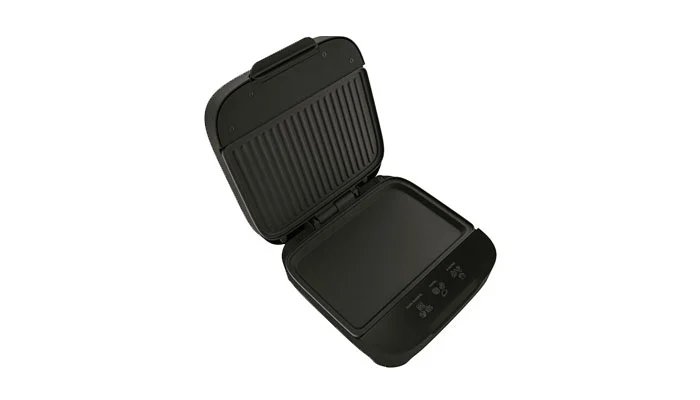 Detalhe das chapas onduladas antiaderentes do grill Cadence.